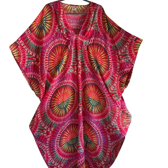 Mara Hoffman Beach Party Kaftan Swim Cover Maxi Dress Sheer Flowy - Picture 6 of 11